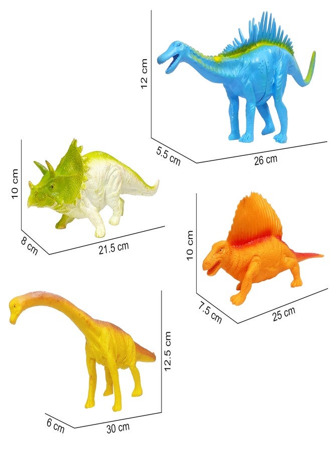 VGRASSP 4 Pcs Dinosaur Play Toy for Kids - Wild Dino Toy Figure Playset with Artificial Trees, Fences and Jungle Mat - Birthday Return Gift for Boys and Girls - Color As Per Stock - Image 3